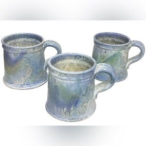 Unique Edgecomb Potters Studio Pottery Crystalline Glaze Ceramic Mug Set of 3